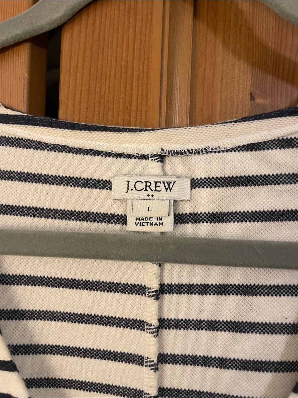 J. Crew Navy and White Striped V-Neck Midi Dress - Picture 3 of 7